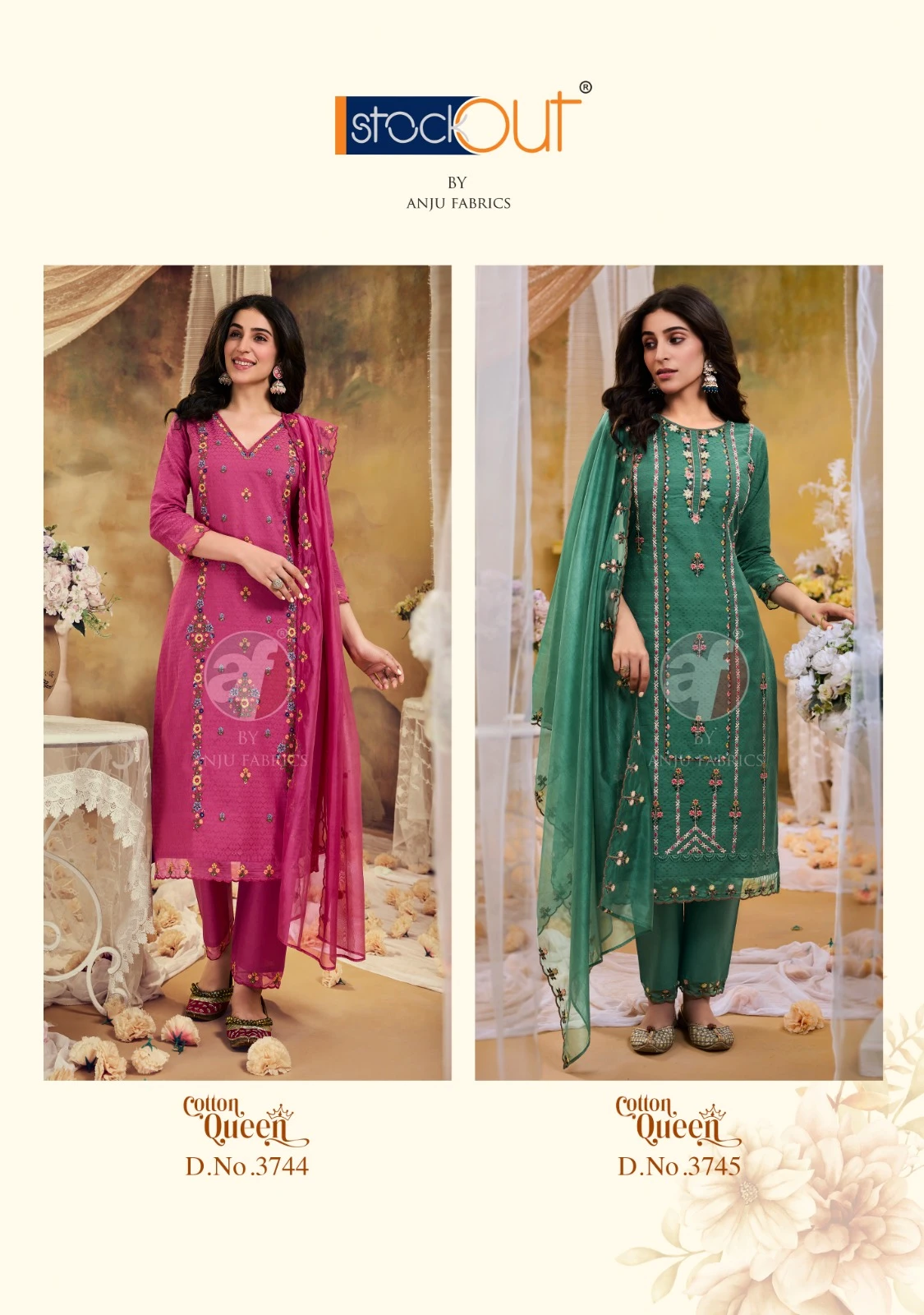 Anju Fabric Cotton Queen Fancy Wholesale Designer Readymade Salwar Suit Catalog — Designer Readymade Suits, Anju fabric wholesale from Surat — view 7